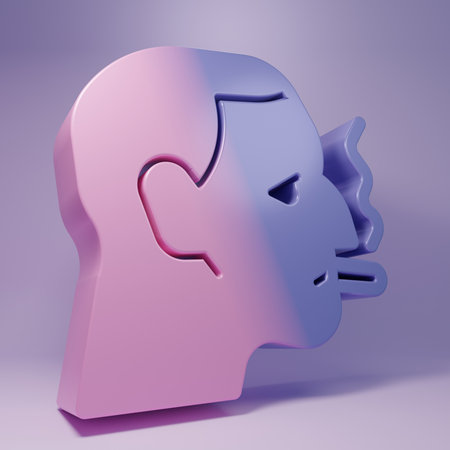 Purple Man icon isolated on purple background. Minimalism concept. 3D render illustration.の写真素材