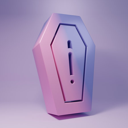 Purple Death icon isolated on purple background. Minimalism concept. 3D render illustration.の写真素材
