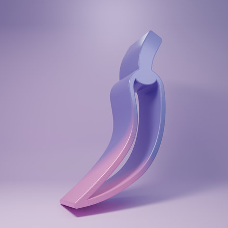 Purple Hot chili pepper pod icon isolated on purple background. Design for grocery, culinary products, seasoning and spice package, cooking book. Minimalism concept. 3D render illustration.の写真素材