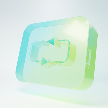 Frosted glass Repeat button icon isolated on white background. Minimalism concept. 3D render illustration.の写真素材