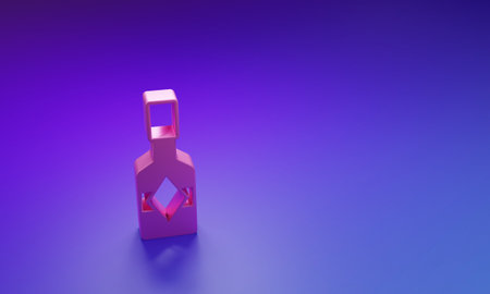 Pink chili cayenne spicy pepper sauce icon isolated on purple-blue background. Minimalism concept. 3D render illustration.の写真素材