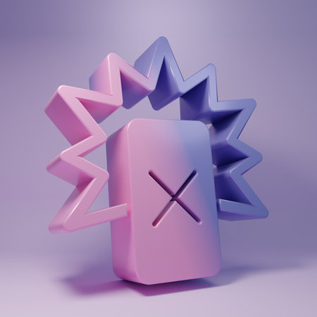 Purple Red card icon isolated on purple background. Referee card. Minimalism concept. 3D render illustration.の写真素材