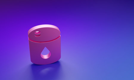 Pink Barrel oil icon isolated on purple-blue background. Minimalism concept. 3D render illustration.の写真素材