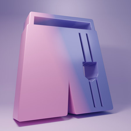 Purple Short or pants icon isolated on purple background. Minimalism concept. 3D render illustration.の写真素材