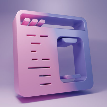web developer programming code icon isolated on purple background. Javascript computer script random parts of program code. Minimalism concept. 3D render illustration.の写真素材