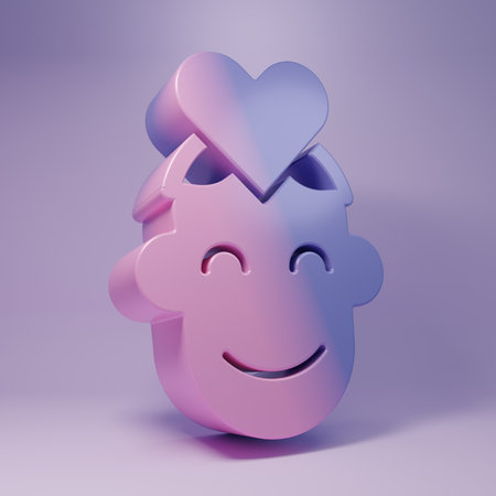 Purple Volunteer icon isolated on purple background. Minimalism concept. 3D render illustration.の写真素材