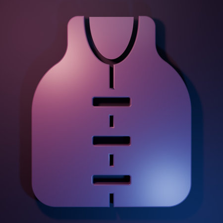Purple Life jacket icon isolated on purple-blue background. Life vest icon. Extreme sport. Sport equipment. Minimalism concept. 3D render illustration.の写真素材