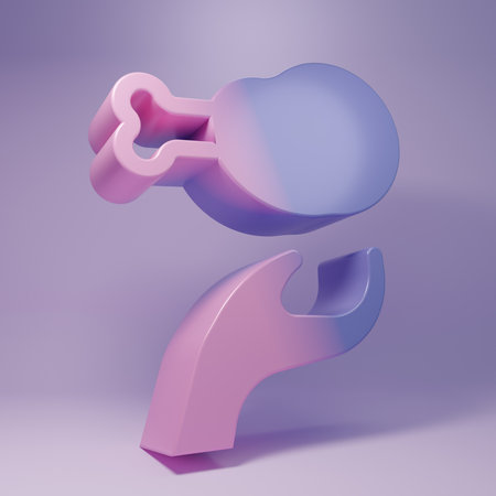 Purple Donation food icon isolated on purple background. Minimalism concept. 3D render illustration.の写真素材