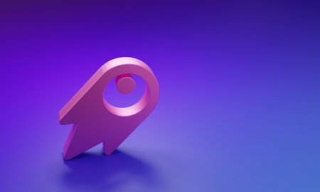 Pink Comet icon isolated on purple-blue background. Minimalism concept. 3D render illustration.の写真素材