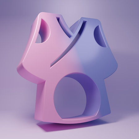 Purple Kimono icon isolated on purple background. Traditional Asian costumes. Minimalism concept. 3D render illustration.の写真素材