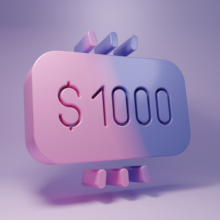 Purple Money prize icon isolated on purple background. Minimalism concept. 3D render illustration.