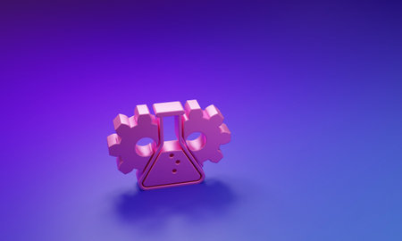 Pink Bioengineering icon isolated on purple-blue background. Element of genetics and bioengineering icon. Biology, molecule, chemical icon. Minimalism concept. 3D render illustration.の写真素材