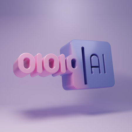 Purple binary icon isolated on purple background. Minimalism concept. 3D render illustration.の写真素材