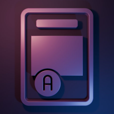 Purple Exam sheet with A plus grade icon isolated on purple-blue background. Test paper, exam, or...