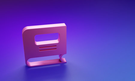 Pink Book icon isolated on purple-blue background. Minimalism concept. 3D render illustration.の写真素材
