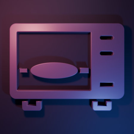 Purple Microwave oven icon isolated on purple-blue background. Home appliances icon. Minimalism concept. 3D render illustration.の写真素材