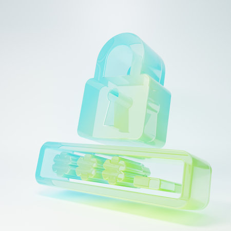 Frosted glass Password protection and safety access icon isolated on white background. Lock icon....