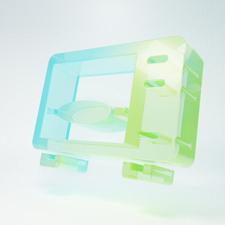 Frosted glass Microwave oven icon isolated on white background. Home appliances icon. Minimalism concept. 3D render illustration.の写真素材