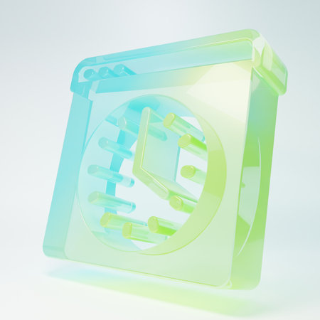 Frosted glass Browser window icon isolated on white background. Minimalism concept. 3D render...