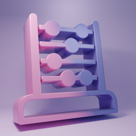 Purple Abacus icon isolated on purple background. Traditional counting frame. Education sign. Mathematics school. Minimalism concept. 3D render illustration.の写真素材