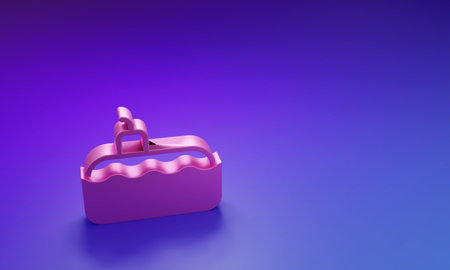 Pink Submarine icon isolated on purple-blue background. Minimalism concept. 3D render illustration.の写真素材