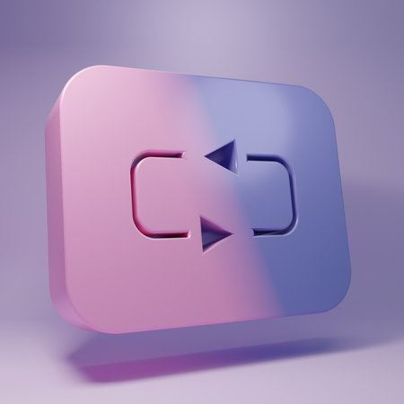 Purple Repeat button icon isolated on purple background. Minimalism concept. 3D render illustration.