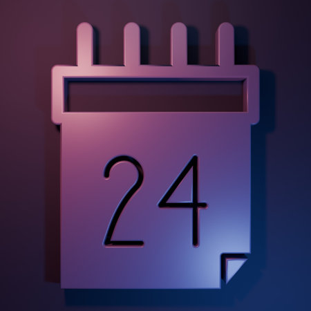 Purple Independence day celebration on August 24 icon isolated on purple-blue background. Minimalism concept. 3D render illustration.の写真素材