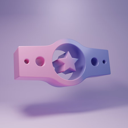 Purple Boxing belt icon isolated on purple background. Belt boxing sport championship winner fight award. Minimalism concept. 3D render illustration.の写真素材