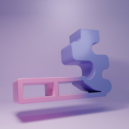 Purple Cigarette icon isolated on purple background. Tobacco sign. Smoking symbol. Minimalism concept. 3D render illustration.の写真素材