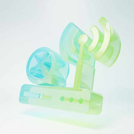 Frosted glass Router wi-fi with screwdriver and wrench icon isolated on white background. Adjusting,...