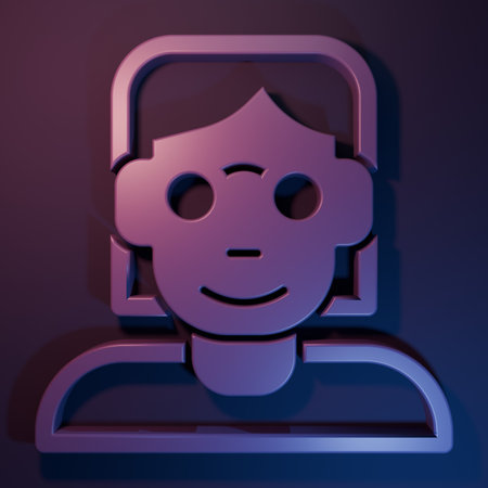 Purple Hacker or coder icon isolated on purple-blue background. Programmer developer working on code, coding, testing, debugging, analyzing. Minimalism concept. 3D render illustration.の写真素材