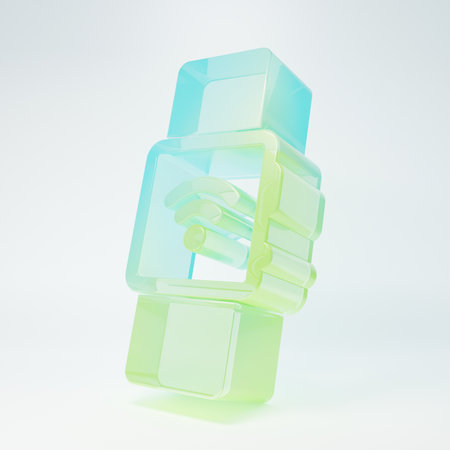 Frosted glass Smartwatch with wireless symbol icon isolated on white background. Minimalism concept. 3D render illustration.の写真素材