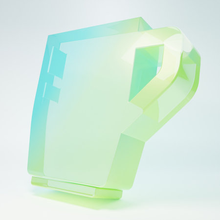 Frosted glass Coffee cup icon isolated on white background. Tea cup. Hot drink coffee. Minimalism concept. 3D render illustration.の写真素材