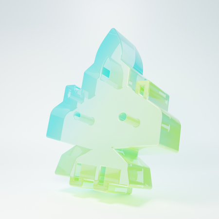 Frosted glass icon isolated on white background. Minimalism concept. 3D render illustration.の写真素材