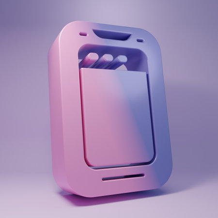 Purple 3D illustration icon isolated on purple background. Minimalism concept. 3D render illustration.の写真素材