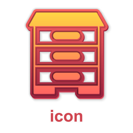 Gold Hive for bees icon isolated on white background. Beehive symbol. Apiary and beekeeping. Sweet natural food. Vector.のイラスト素材