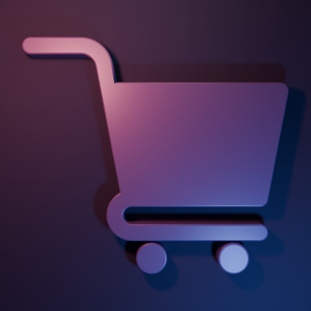 Purple Shopping cart icon isolated on purple-blue background. Online buying concept. Delivery...