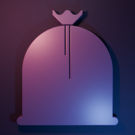 Purple Pirate sack icon isolated on purple-blue background. Minimalism concept. 3D render illustration.の写真素材