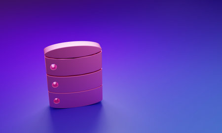 Pink Server, Data, Web Hosting icon isolated on purple-blue background. Minimalism concept. 3D...