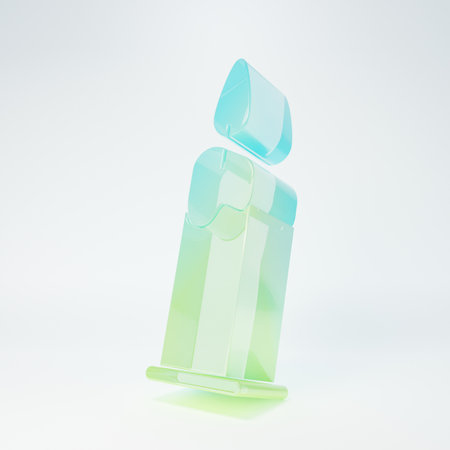 Frosted glass candle in candlestick icon isolated on white background. Cylindrical candle stick with...