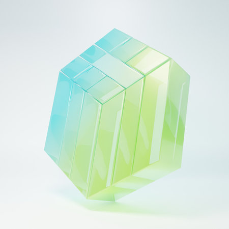 Frosted glass object isolated on white background. Minimalism concept. 3D render illustration.
