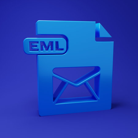 Blue EML file document. Download eml button icon isolated on blue background. EML file symbol. Minimalism concept. 3D render illustration.の写真素材
