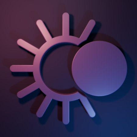 Purple Eclipse of the sun icon isolated on purple-blue background. Total solar eclipse. Minimalism...