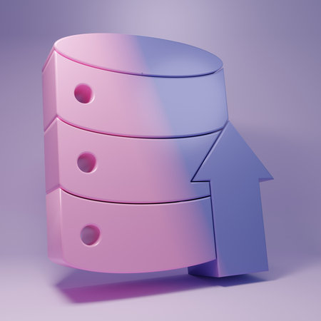 Purple Server, Data, Web Hosting icon isolated on purple background. Minimalism concept. 3D render...