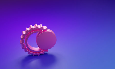 Pink Eclipse of the sun icon isolated on purple-blue background. Total solar eclipse. Minimalism concept. 3D render illustration.の写真素材