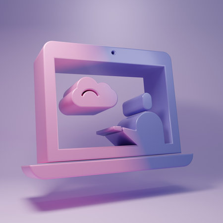 Weather forecast icon isolated on purple background. Minimalism concept. 3D render illustration.の写真素材