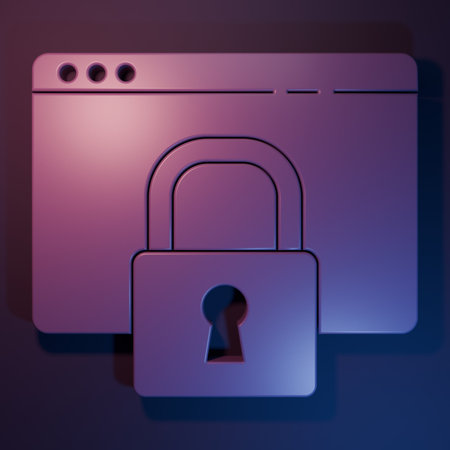 Purple Secure your site with HTTPS, SSL icon isolated on purple-blue background. Internet...