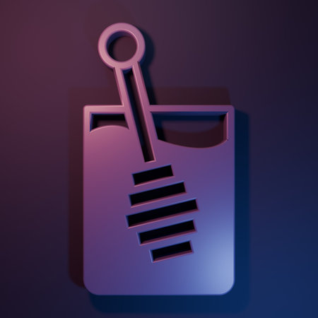 Purple Honey dipper stick icon isolated on purple-blue background. Honey ladle. Minimalism concept. 3D render illustration.の写真素材