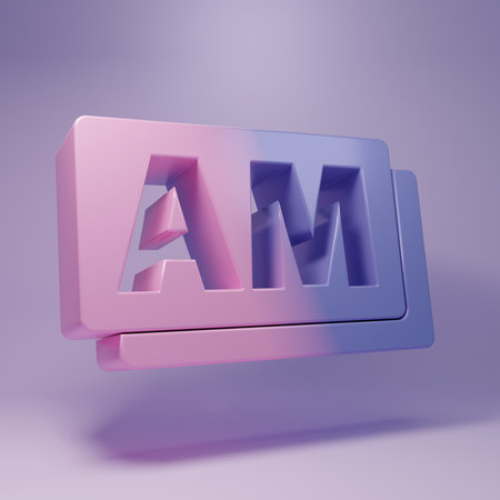 Purple Clock icon isolated on purple background. Time symbol. Minimalism concept. 3D render...