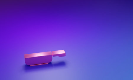 Pink icon isolated on purple-blue background. Minimalism concept. 3D render illustration.の写真素材